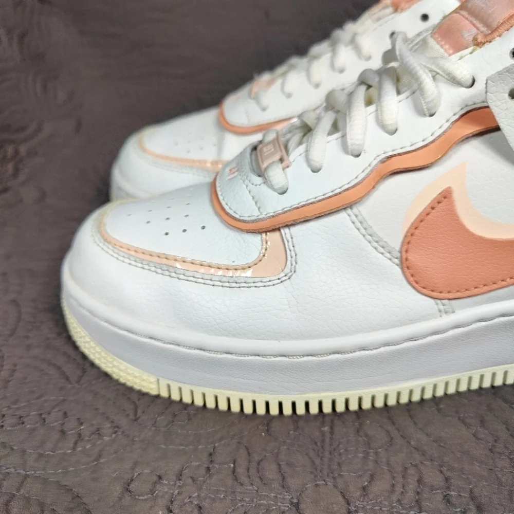Nike Air Force 1 Shadow Washed Coral White Sneakers Women's Shoes Size 8 - Picture 3 of 9